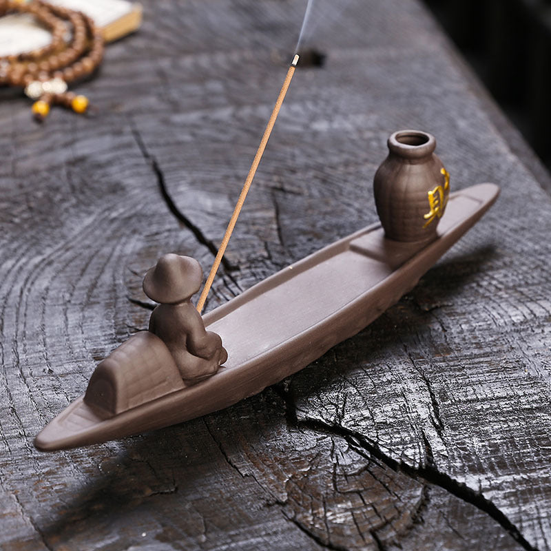 Old Fisherman Fishing Line Incense Burner Creative Ceramic Decorations Ornaments