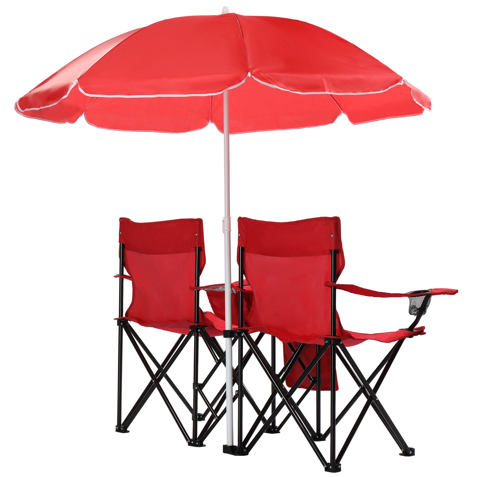 Red Fishing Chair Iron Bracket Oxford Cloth 85kg With Sun Umbrella