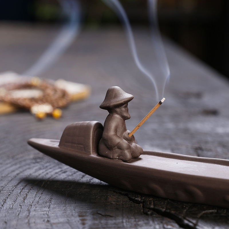 Old Fisherman Fishing Line Incense Burner Creative Ceramic Decorations Ornaments