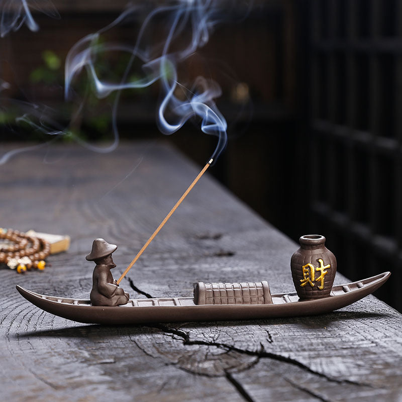 Old Fisherman Fishing Line Incense Burner Creative Ceramic Decorations Ornaments