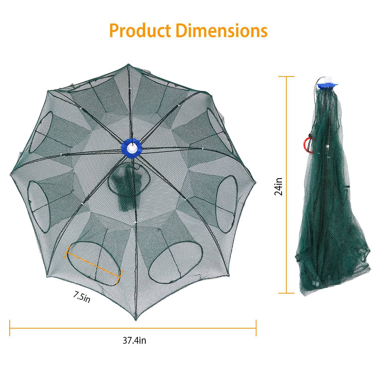Foldable Fishing Bait Net Trap Crab Net Shrimp Minnow Crawdad Fish Cast Dip Cage Mesh Automatic Contraction