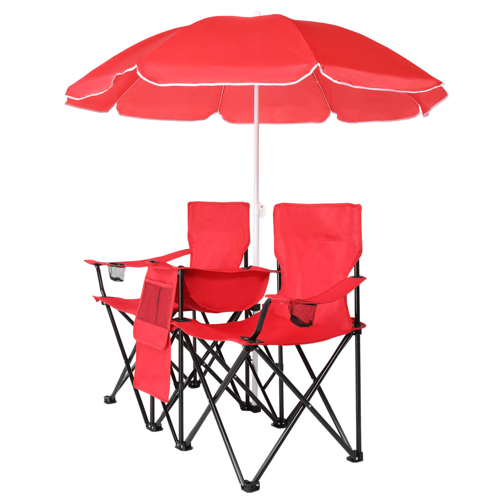 Red Fishing Chair Iron Bracket Oxford Cloth 85kg With Sun Umbrella