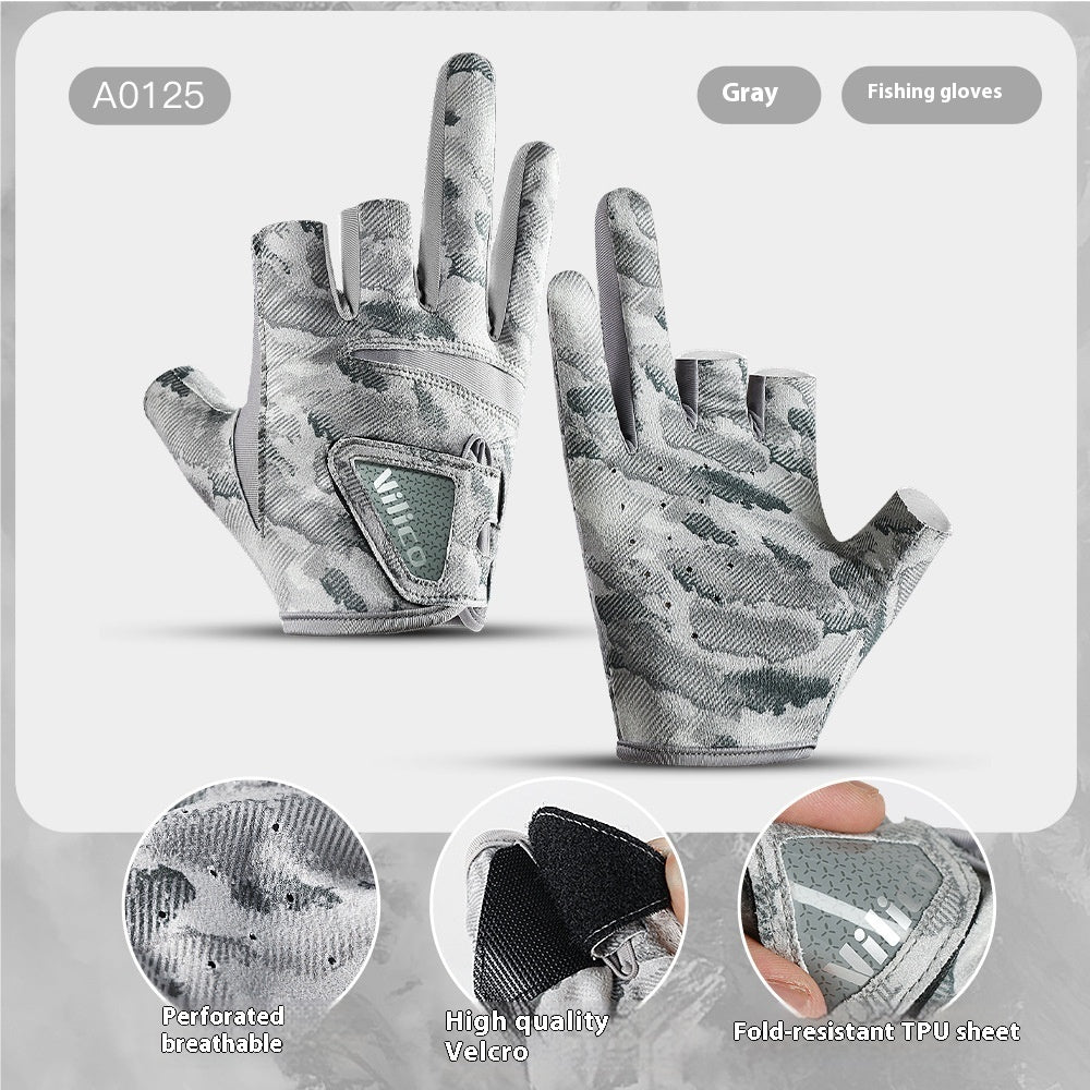 Exposed Three-finger Outdoor Sun Protection Professional Fishing Lure Gloves