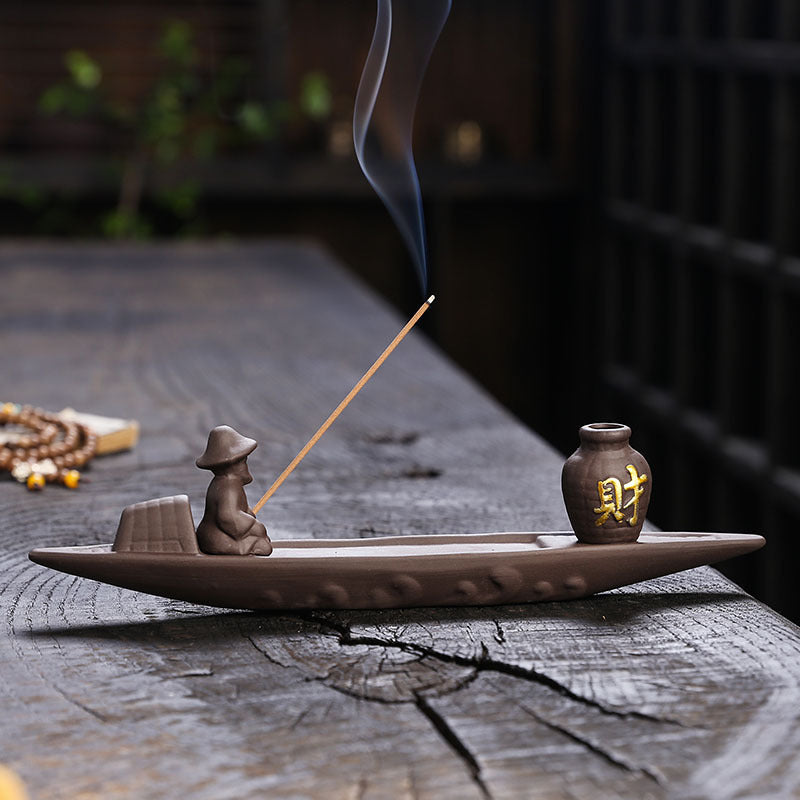 Old Fisherman Fishing Line Incense Burner Creative Ceramic Decorations Ornaments