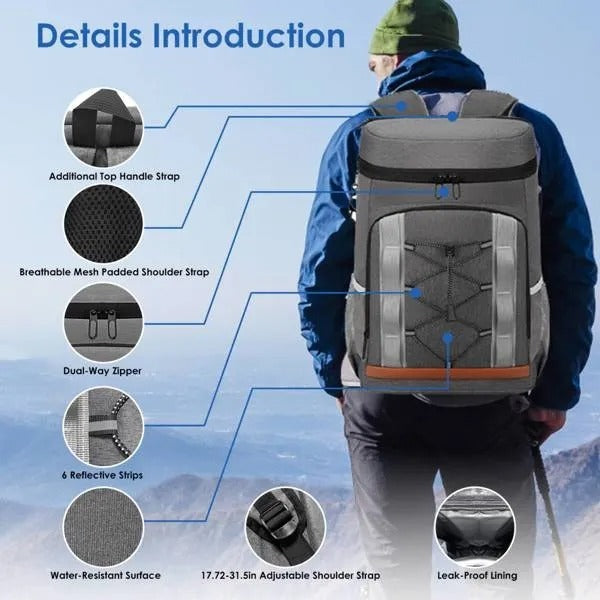 Cooler Backpack 36 Can Leakproof Insulated Cooler Backpack With 25L 6.6Gal For Picnic Camping Beach Hiking Fishing Travel
