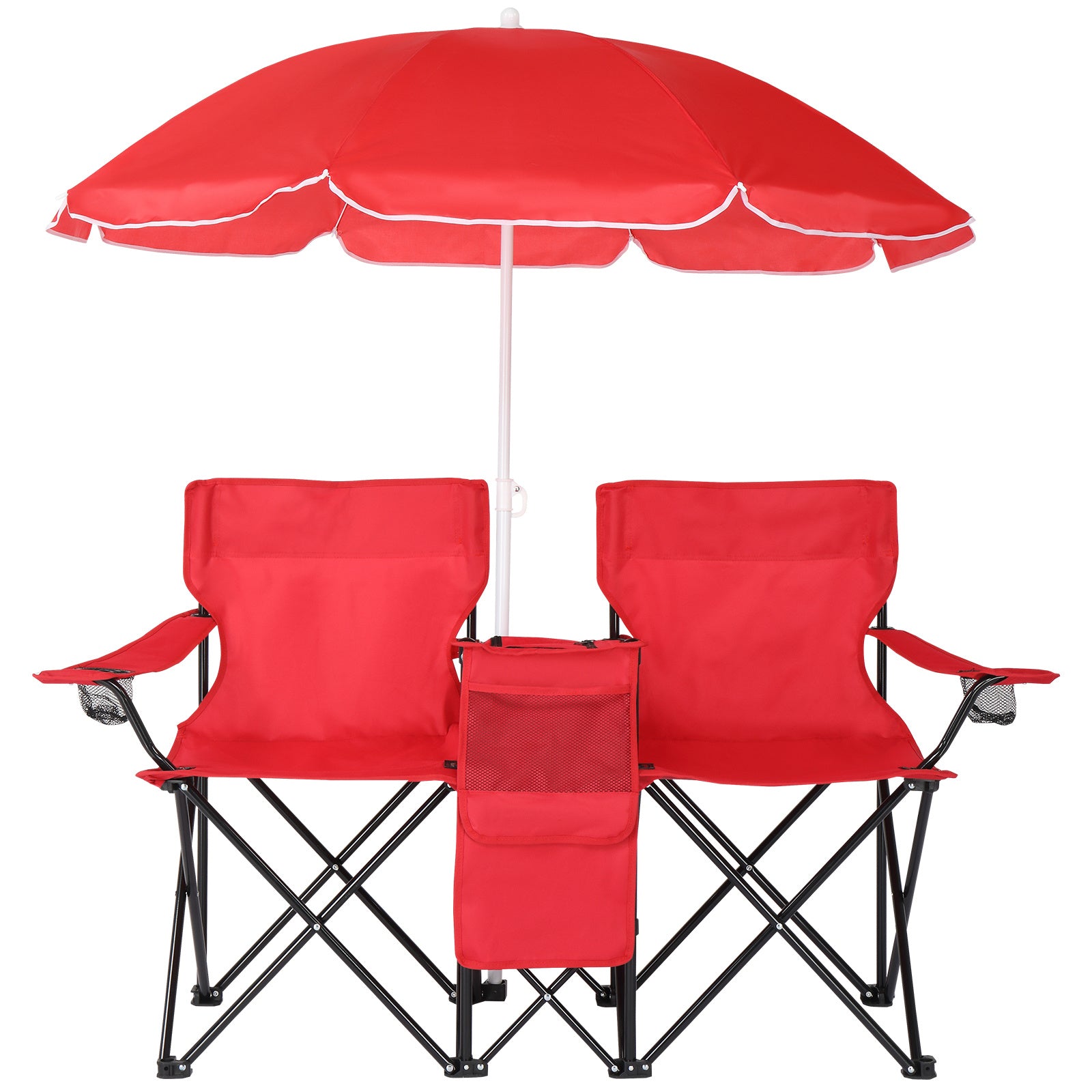 Red Fishing Chair Iron Bracket Oxford Cloth 85kg With Sun Umbrella